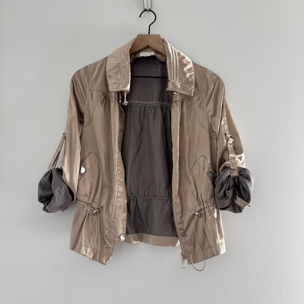 Guess Metallic Gold Rain Jacket -Hood Cut Out of Jacket Size Small